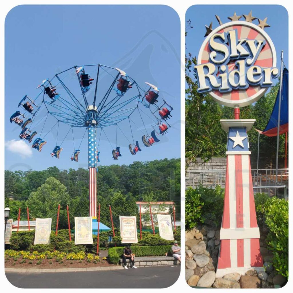 images of Sky Rider a Family Friendly Ride located in County Fair area inside of Dollywood's  theme park