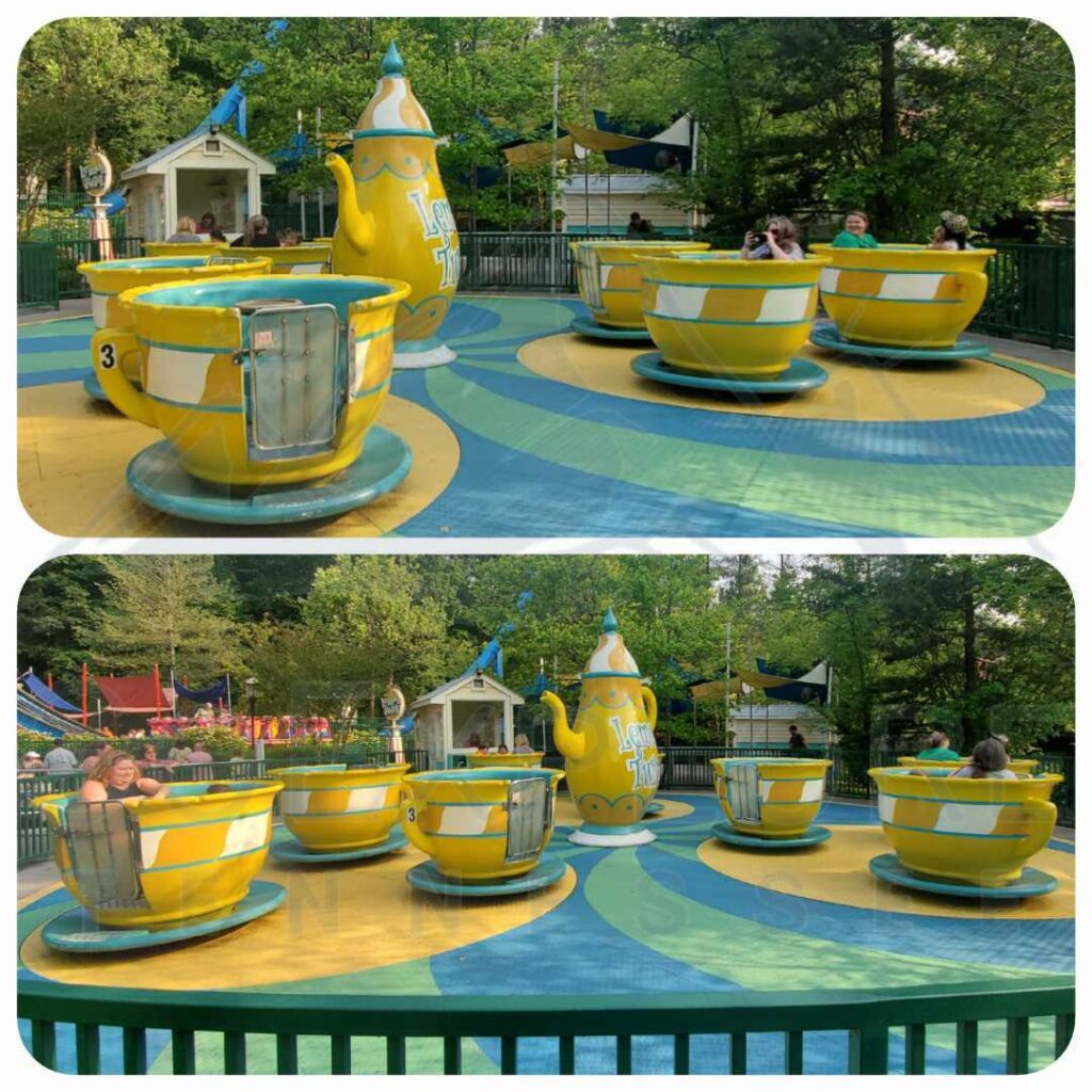 images of The Lemon Twist a Family Friendly Ride located in the County Fair area inside of Dollywood's theme park