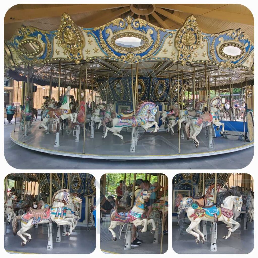 images of The Village Carousel a Family Friendly Ride located in The Village area inside of Dollywood's theme park