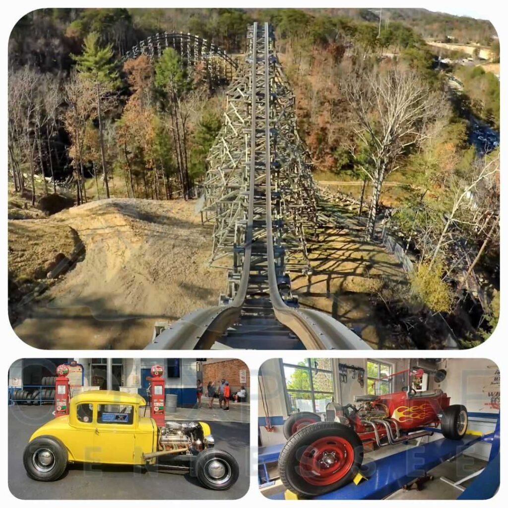 images of The Lightning Rod a Thrill Ride located in the Jukebox Junction area inside of Dollywood's theme park