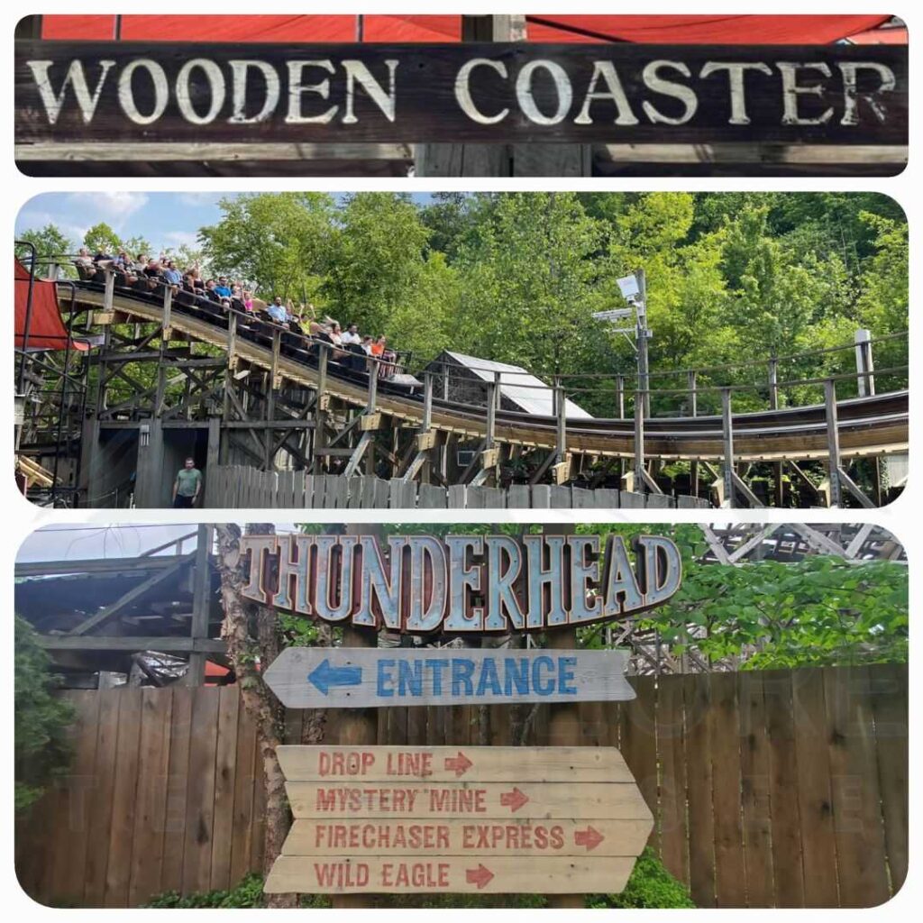 images of The Thunderhead a Thrill Ride located in the Timber Canyon area inside of Dollywood's theme park